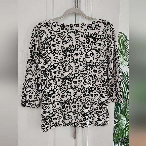 Dalia Black and White Leopard Print Women's Top - Picture 3 of 4